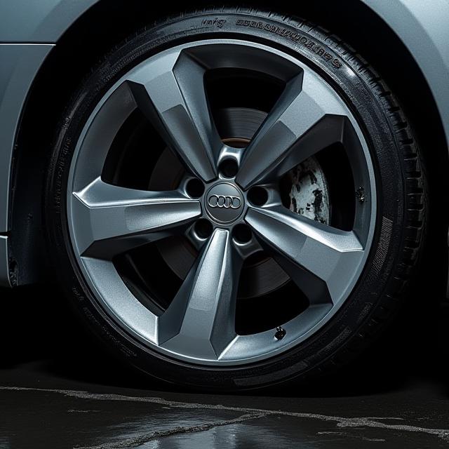 Brilliantly restored Audi alloy wheel shining after meticulous treatment